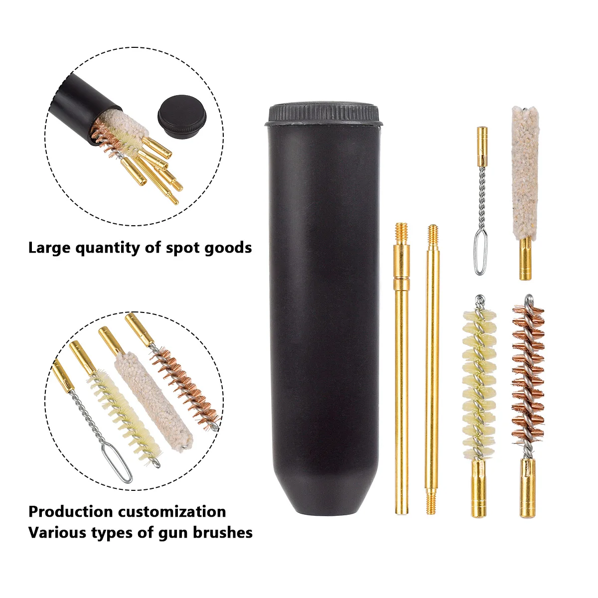 7 unids/set Kit de limpieza de pistola profesional cepillo de varilla de pistola de mano herramientas de brillo de orificio de pistola de caza pistola multiusos de tamaño de bolsillo de 9mm - imagen 3