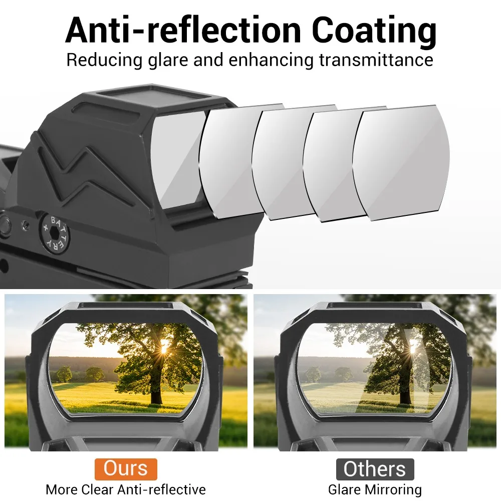 Mira réflex de punto rojo para Rifle, colimador óptico táctico, 4 retículas, caza, carabina, 20mm, 1913, montaje de riel - imagen 2