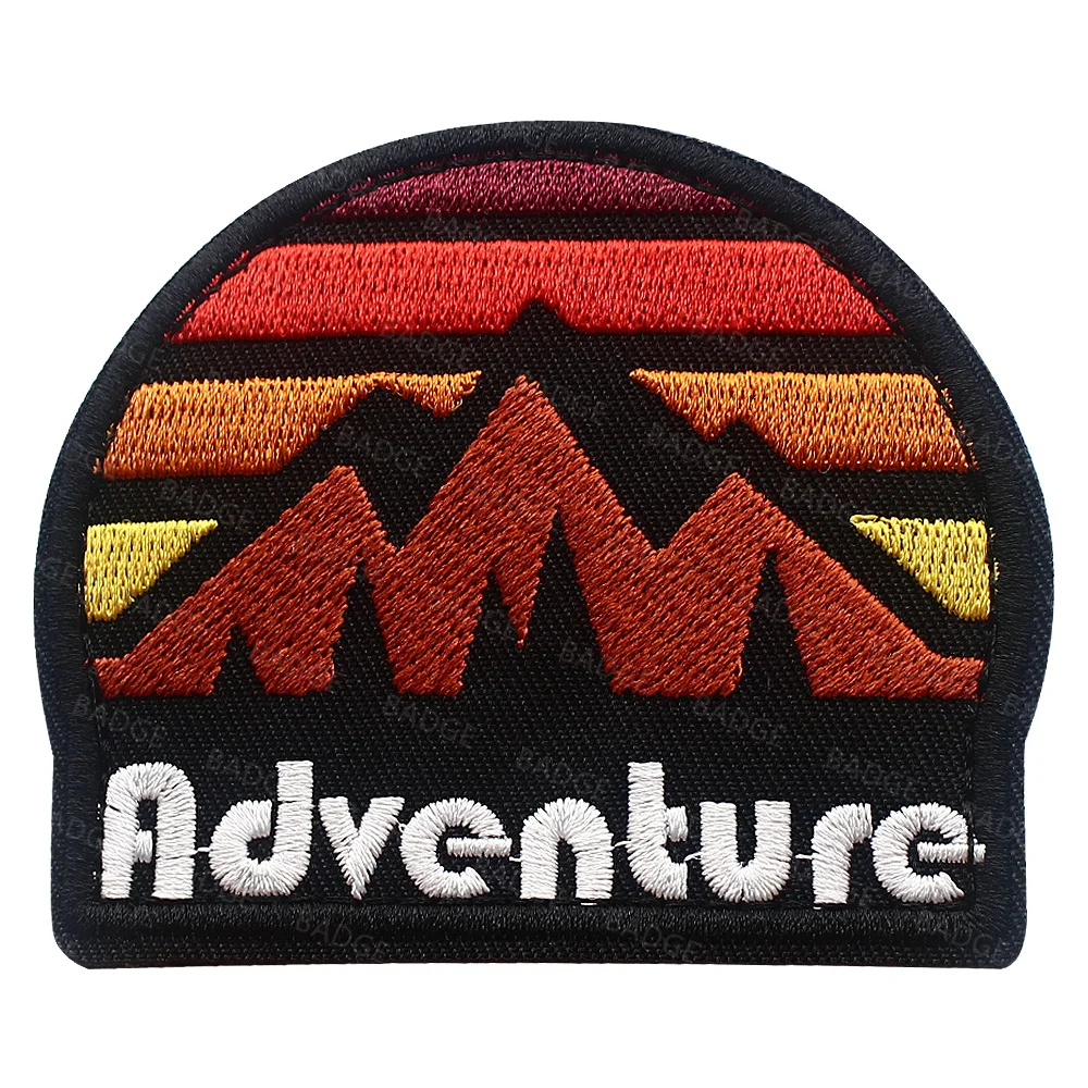 Parche de explorar la naturaleza, aventura al aire libre, Camping, viaje, insignia bordada, árboles de montaña, puesta de sol, apliques para mochila, ropa - imagen 5