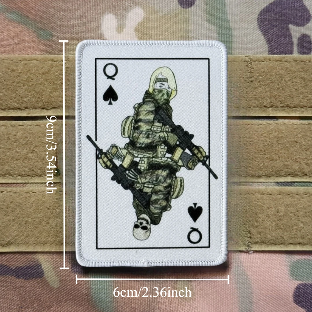 Parches de gancho y bucle impresos "Tarjeta de Reina Táctica" para ropa, brazalete militar táctico, pegatina de embalaje trasero para exteriores - imagen 2