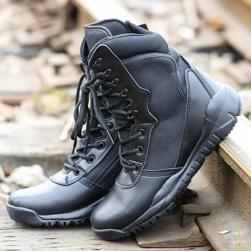 Botines de combate para hombre, botas militares informales con cremallera completa, zapatos tácticos con cordones para escalada al aire libre, verano y otoño - imagen 3