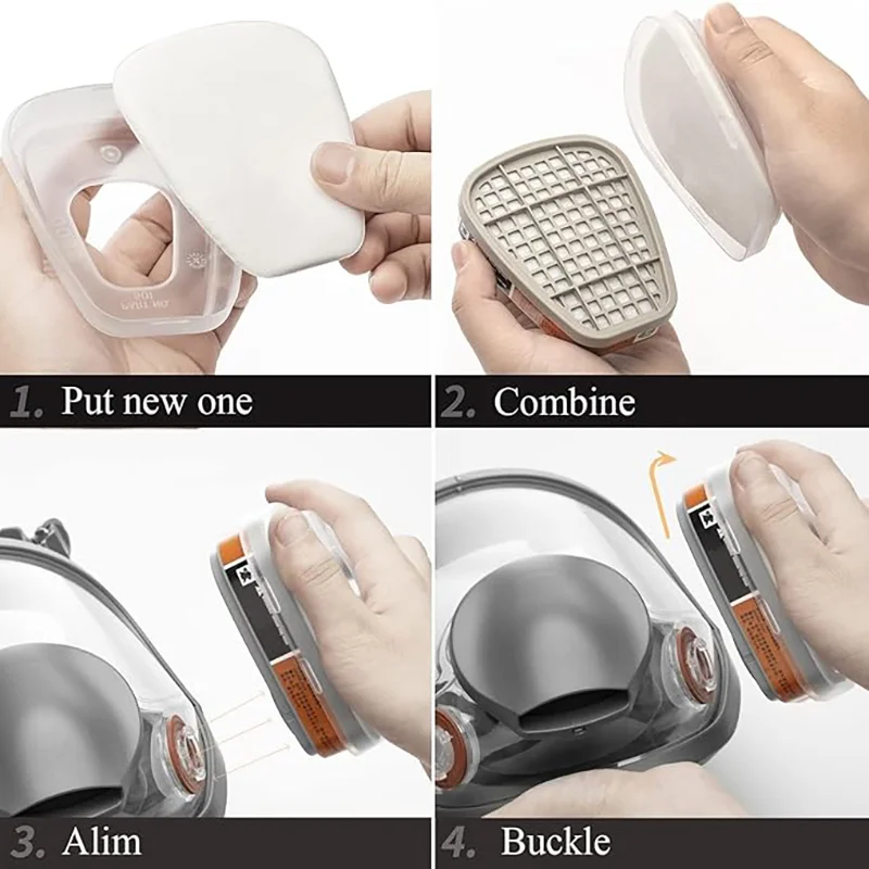 Respirador de cara completa resistente 6800: máscara reutilizable de gran tamaño para trabajos químicos en aerosol, polvo y polvo - imagen 5