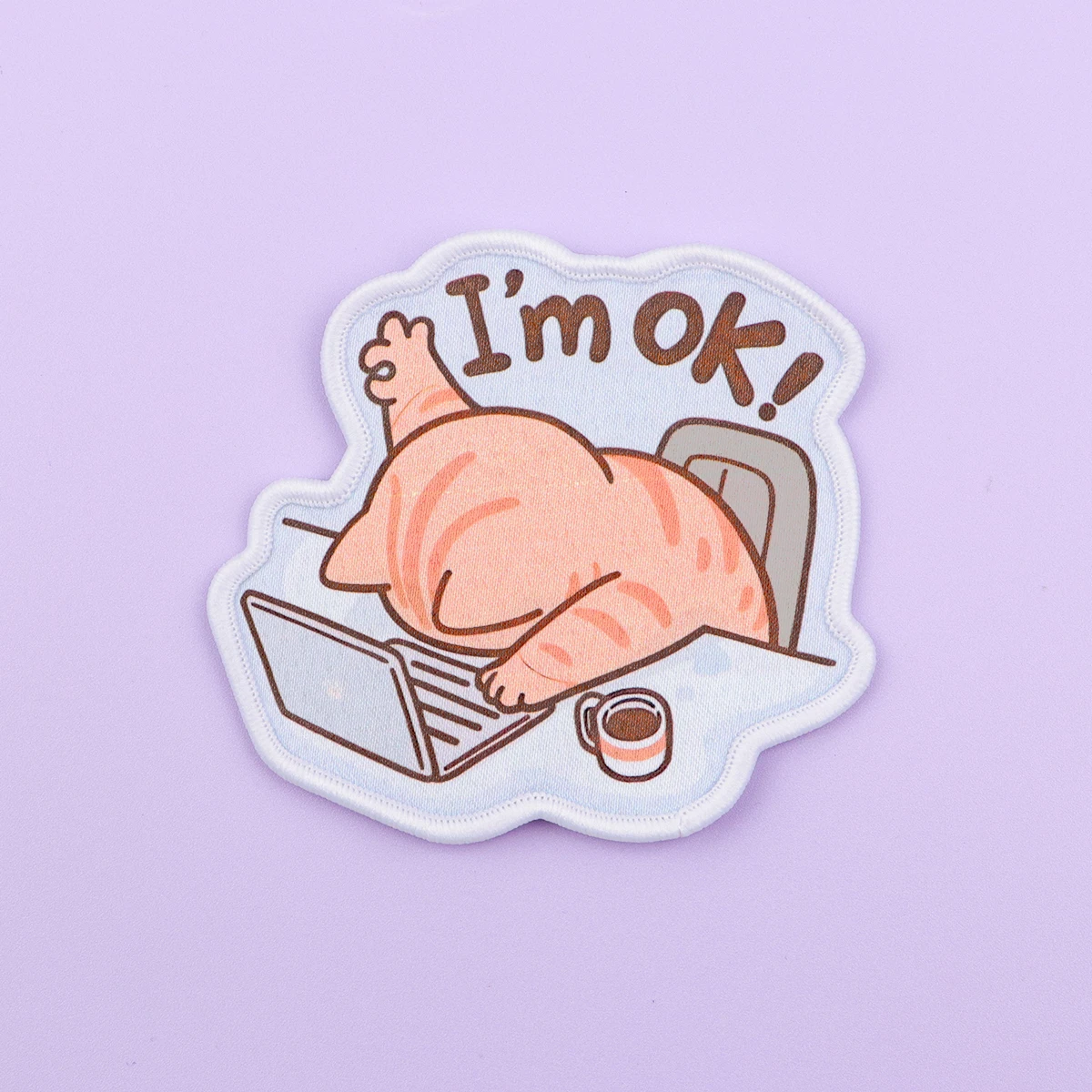 Estoy OK, parche para planchar, parche para ropa, bonito parche bordado de gato de oficina, accesorios de ropa, pegatinas de costura - imagen 3
