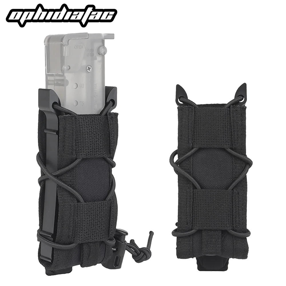 Bolsa para revistas OPHIDIANTAC, bolsa individual para pistola Molle de 9MM, bolsa para linterna, soporte para antorcha, tiro