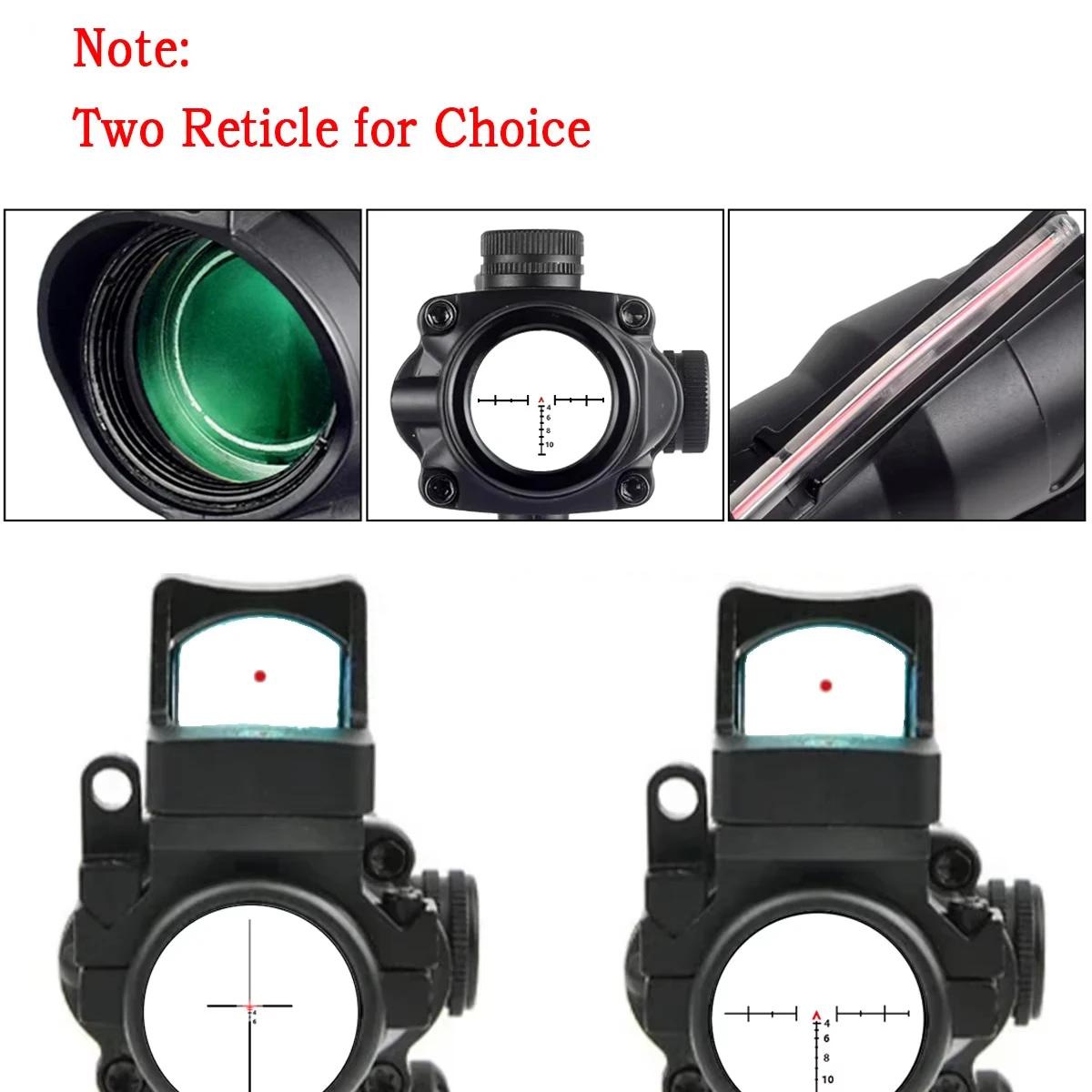 Mira telescópica iluminada con puntos verdes, fibra óptica Real, punto rojo 4X32, retícula grabada, mira de caza, riel de 20mm, tapa de cubierta Killflash - imagen 4