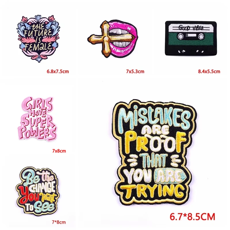 Parches bordados de dibujos animados/letras coloridos para ropa, cinta DIY, parche de ondas, parches para planchar para ropa, chaquetas, pegatinas, 5 uds. - imagen 5