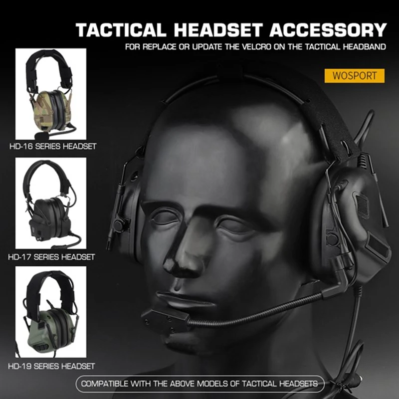 Accesorios tácticos para auriculares, pegatinas para auriculares de Paintball, diadema, protección reemplazable, cubierta para auriculares, color negro