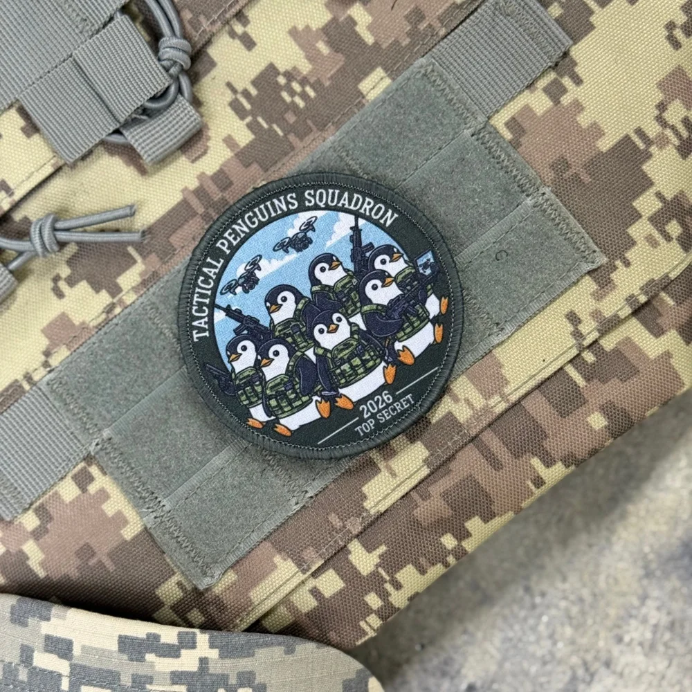 Parche táctico pingüino moral con cierre velcro para mochila