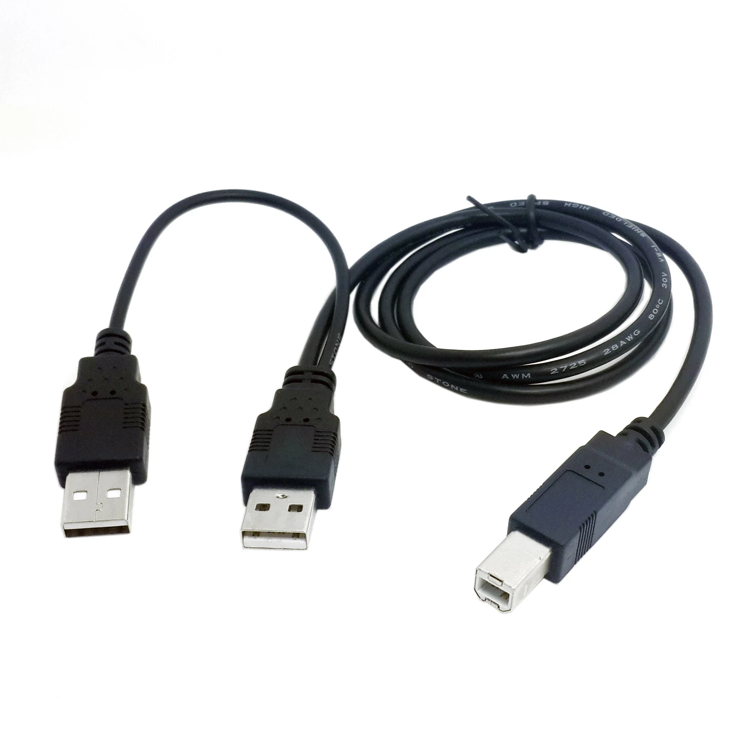 CY-Cable Dual USB 2,0 macho a macho B estándar, Cable Y para impresora, escáner Y unidad de disco duro externa, 80cm - imagen 2