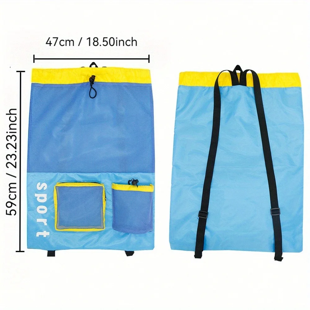 Mochila con cordón de malla de gran capacidad para Fitness, bolsa de Material de malla de diseño vibrante, mochila de viaje para nadar, baloncesto y playa - imagen 3