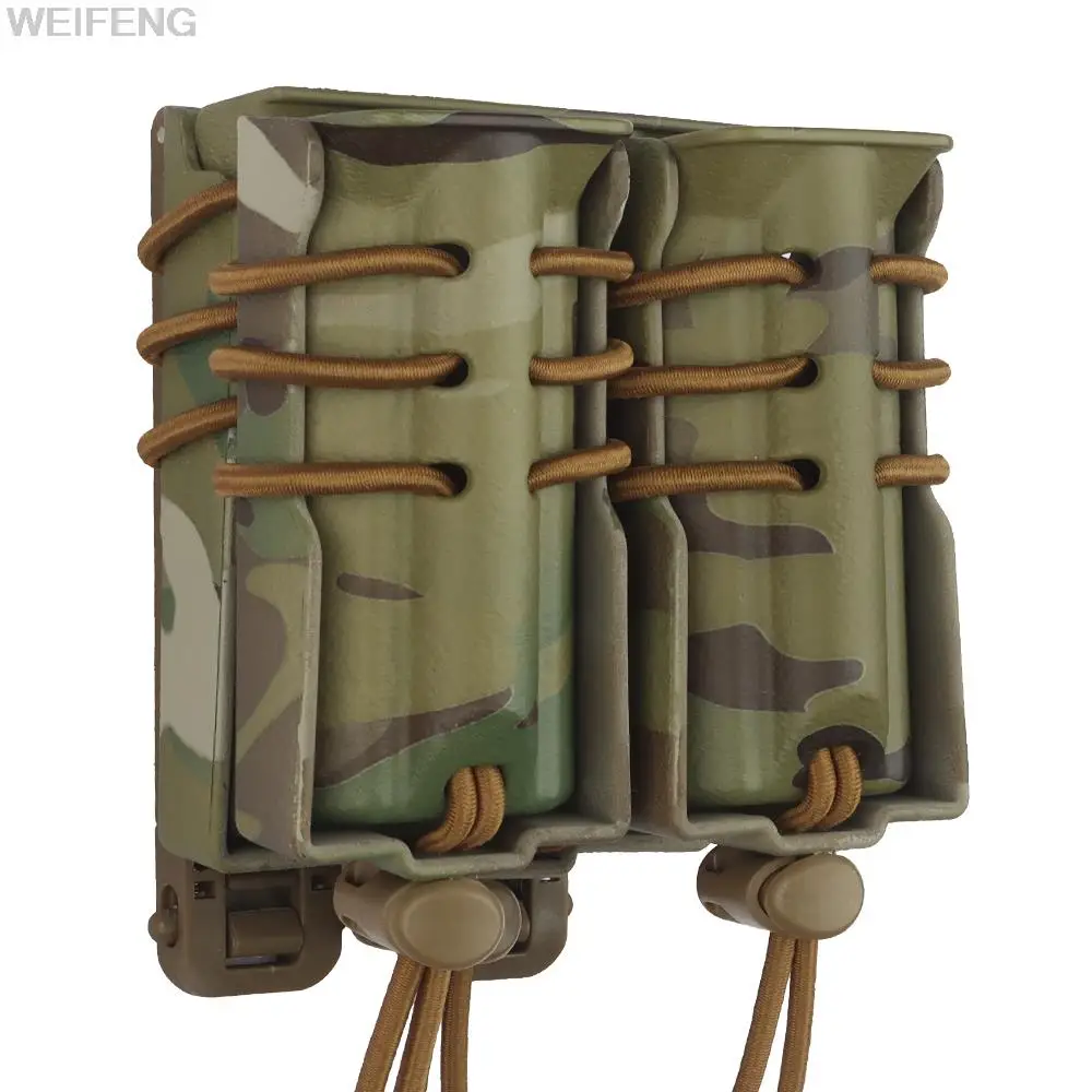 Estuche doble de 9mm/5,56mm para Rifle Molle M4 AR15 M6 AK Mag, funda para pistola táctica, soporte de liberación rápida - imagen 3