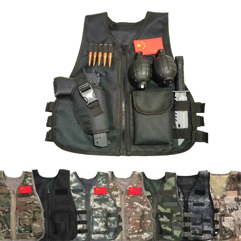 Chaleco de francotirador de camuflaje para niños, ropa de caza para niños y niñas, chaleco Airsoft, uniforme táctico de combate, ropa militar de jungla - imagen 2