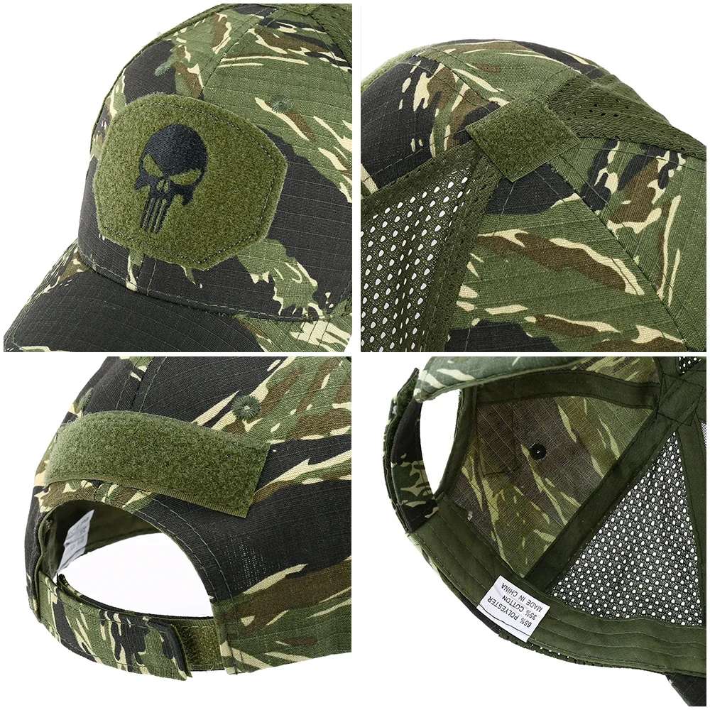 Gorra de béisbol de verano protección solar hombres deportes al aire libre senderismo Hip Hop Airsoft cráneo táctico camuflaje ajustable Snapback sombreros - imagen 5