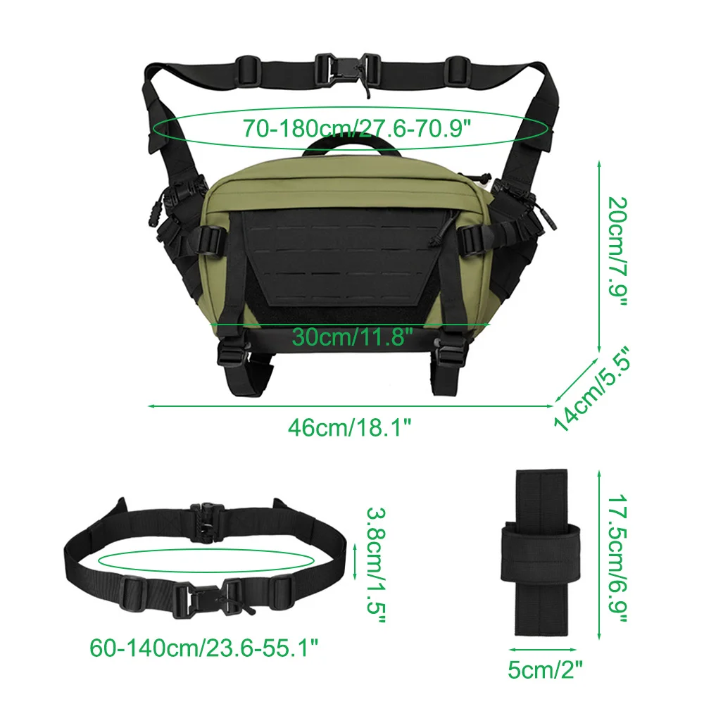 MOLLE-bandolera táctica EDC, bolso de hombro para senderismo, viaje, bandolera, riñonera para el pecho al aire libre, bolsa organizadora multifunción - imagen 4