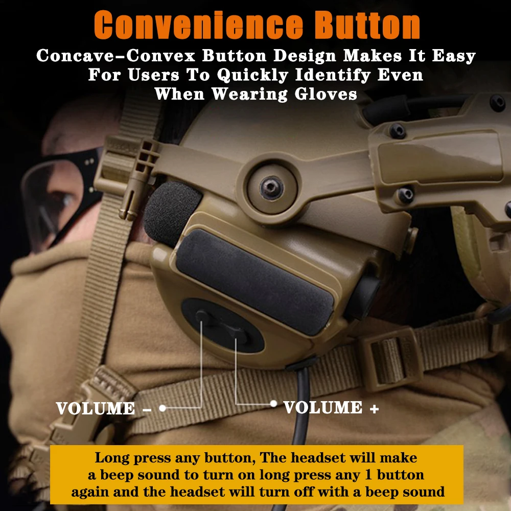 Auriculares tácticos para casco, orejeras con reducción de ruido, auriculares de comunicación electrónica para tiro Airsoft, auriculares de silicona - imagen 5