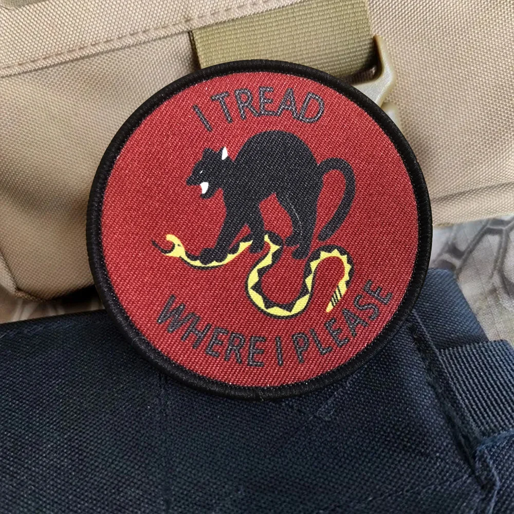 Parches tácticos I Tread Where Please Cat & Snake para ropa, parche de gancho y bucle, insignia militar, brazalete, pegatinas de decoración para mochila - imagen 3