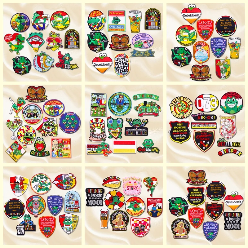 Conjunto de 10 Uds. De parches bordados con emblema de Oeteldonk de Países Bajos DIY bordados, parches para planchar para ropa, insignias de uniforme