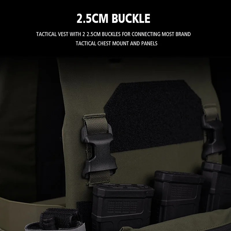 Conjunto de portador de placa de chaleco táctico ligero con Clip Triple para revistas bolsa elástica bolsa de almacenamiento de dulces hebilla de 2,5 CM - imagen 4