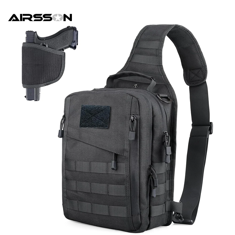Mochila táctica con eslinga, funda para pistola de transporte oculto, bolsa para pistola Molle EDC, bolso cruzado para acampar al aire libre, viajes, senderismo