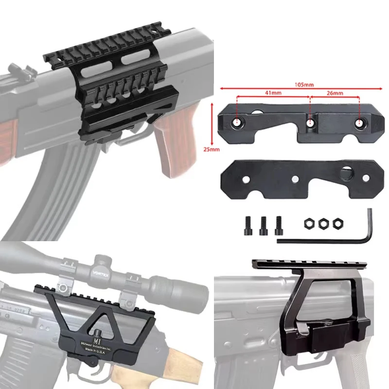 Riel lateral táctico AK – Montura Dovetail MI para receptores fresados - imagen 2