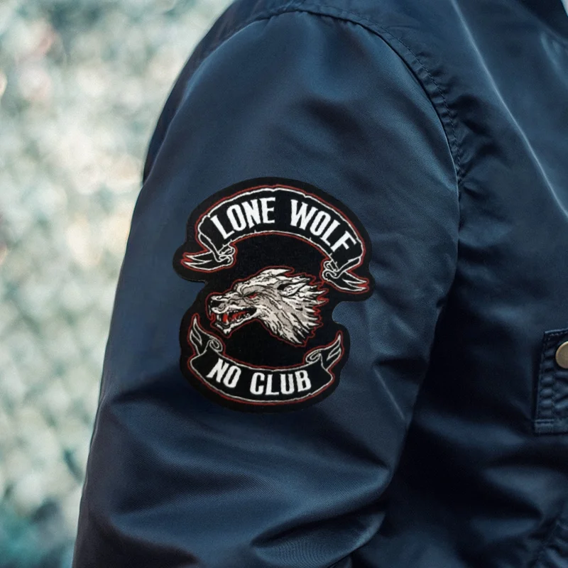 Parche de impresión LONE WOLF NO CLUB, insignia de moral táctica con gancho y bucle, pegatinas decorativas para mochila, parches para brazalete para ropa - imagen 5