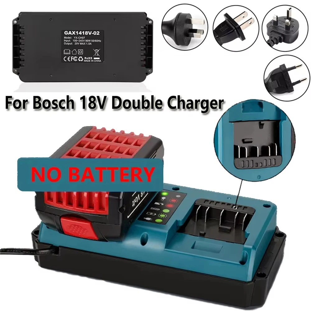 Accesorios de herramientas eléctricas reemplazan GAX1418V Mini cargador rápido de 2 puertos para batería de litio Bosch 14,4 V 18V BAT614 BAT618 GBA18V80 - imagen 2