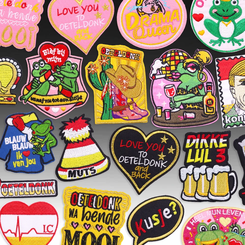 Parches bordados con emblema de Oeteldonk para ropa, parche de Carnaval de rana para Países Bajos, parches para planchar para insignias de Festival de ropa - imagen 2