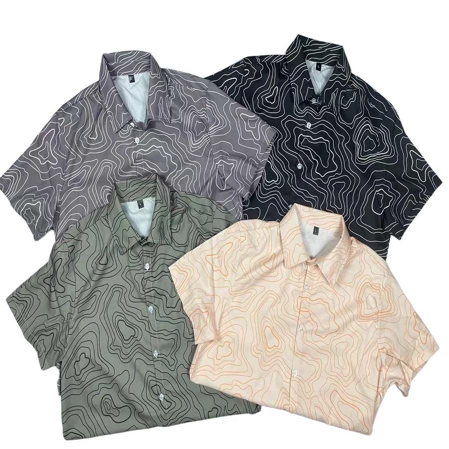 Cárdigan táctico de manga corta, camisa de mapa de la tierra, contorno del terreno - imagen 3