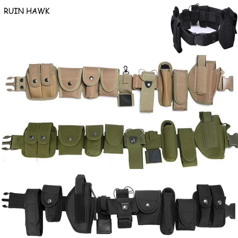 Cinturón táctico soporte lumbar ajustable para policía con bolsa