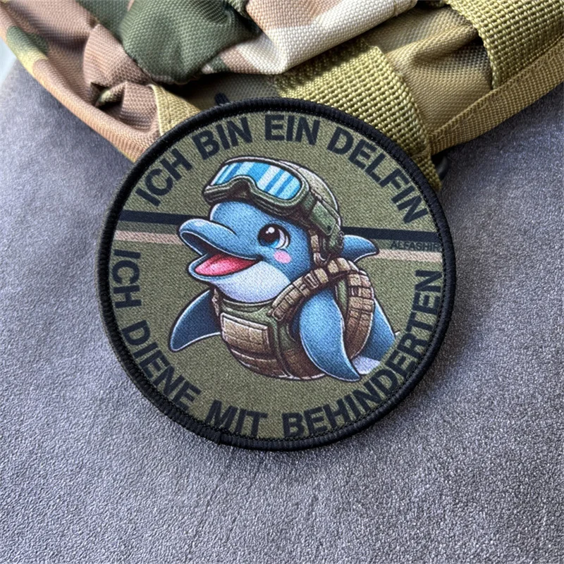 Parche con estampado de delfines para ropa, insignias de moral táctica, parches militares con gancho, pegatinas para mochila - imagen 2