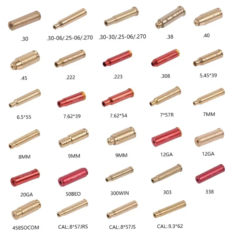 Boresighter táctico con láser rojo para 303 22lr.38.45.222 5,45x39.303 7,62x39 300WIN.177 puntero de tapas a presión tipo bala - imagen 2