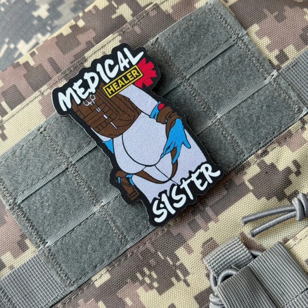 Parche "enfermera", insignia de moral táctica, emblema personalizado del ejército militar, pegatina para mochila, parches de gancho y bucle impresos para ropa