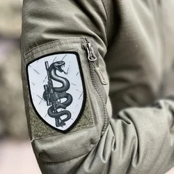 Parche táctico de serpiente "Sniper", parches de gancho y bucle, insignia de moral de Chevron, brazalete del ejército militar, pegatinas para mochila