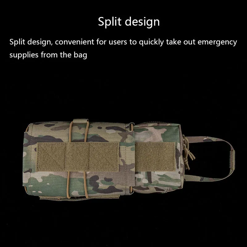 Bolsa de primeros auxilios de extracción horizontal, diseño dividido, se adapta al sistema MOLLE, ajuste elástico, uso rápido - imagen 5