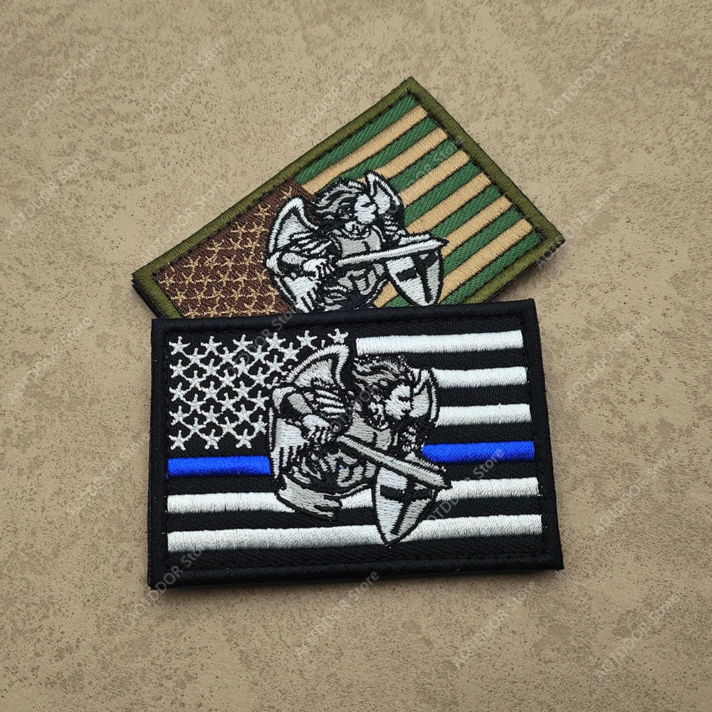 Saint Michael Protect Us Angel Protect, marca de moral táctica americana, pegatina mágica, parches militares con gancho y bucle para ropa - imagen 5