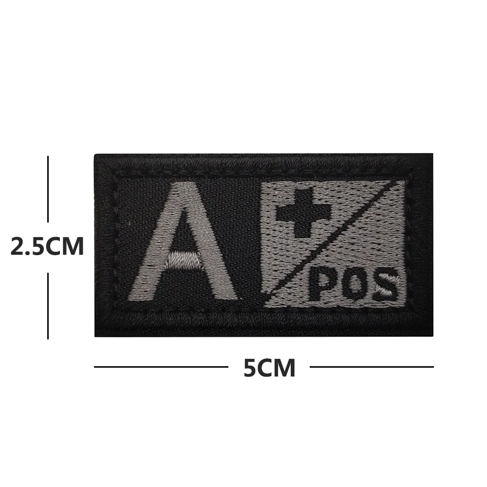 Parches bordados tipo sangre, insignia táctica militar positiva y negativa para mochila, gancho y bucle, accesorios del ejército A B O AB, 1 Uds. - imagen 2