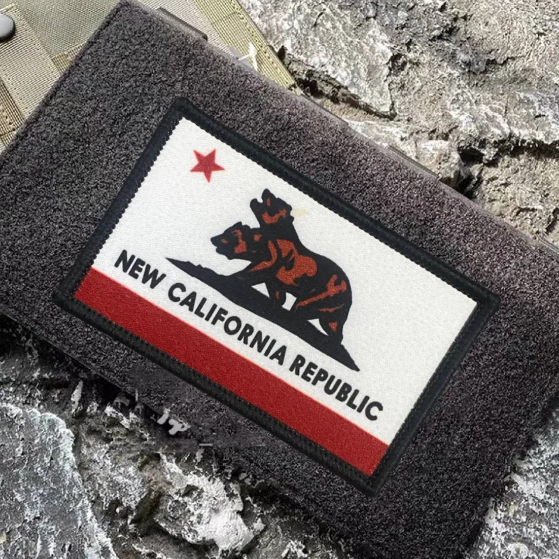Parche de bandera de la República de California, insignia de moral táctica con estampado de gancho y bucle, mochila militar, ropa, pegatina decorativa, brazalete - imagen 3