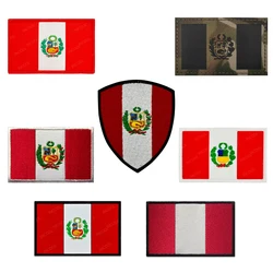 Parches reflectantes IR con bandera de Perú, brazalete táctico peruano de goma de PVC bordado, insignias decorativas con gancho para hombro