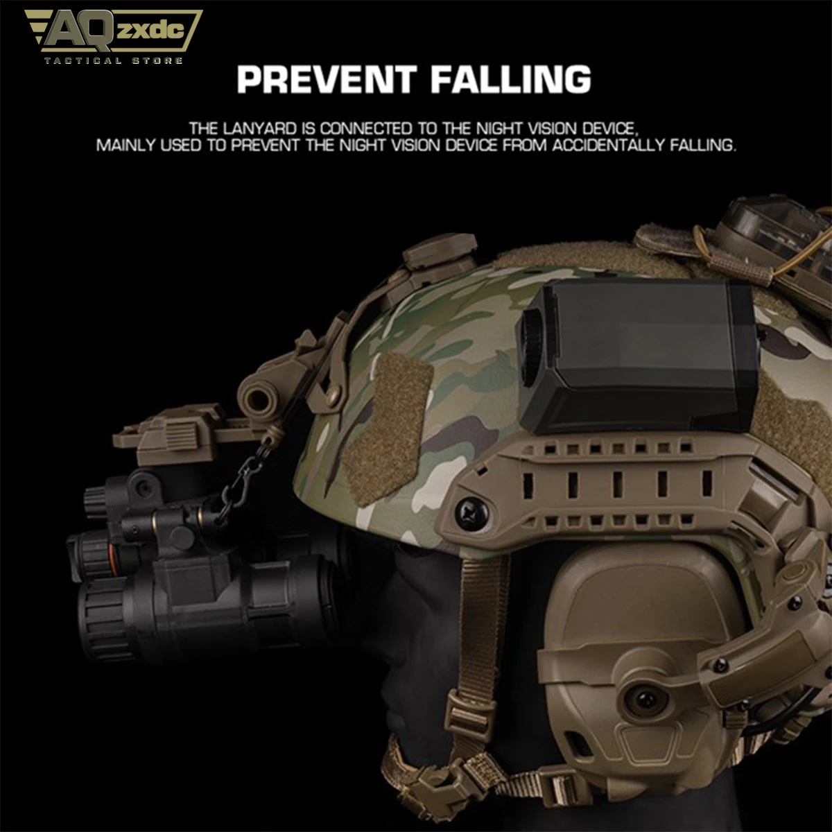 AQzxdc NVG Cordón para montaje de soporte de 3 orificios se fija con guardar soportes para casco de combate: evita NVG de ser perdido y caída - imagen 3
