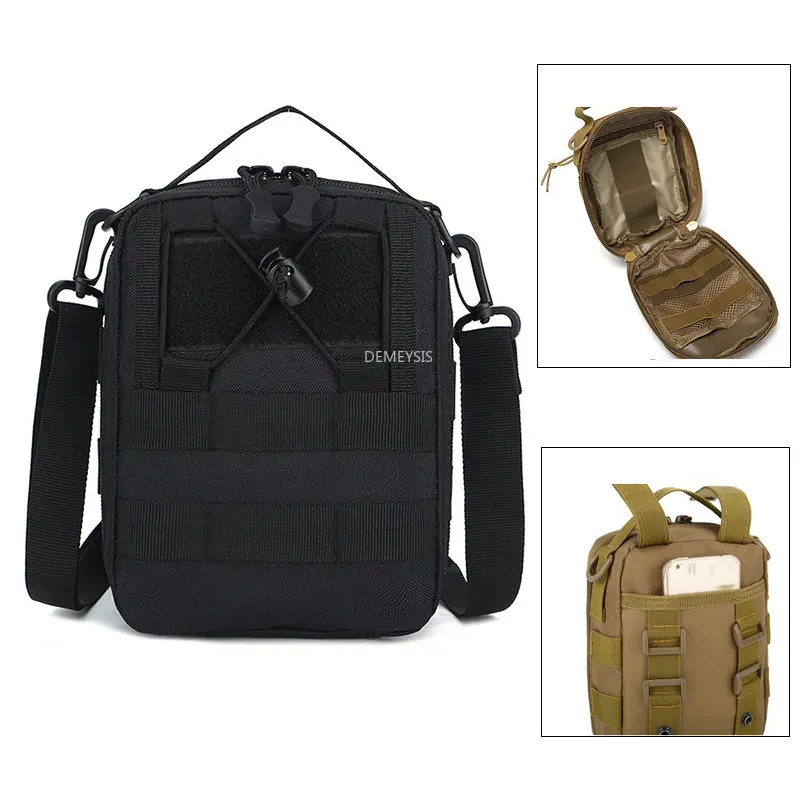 Bolso de hombro táctico para hombre, bolsa de camuflaje al aire libre, Camping, senderismo, caza, bandolera militar, cartera para teléfono móvil, paquete Molle de viaje
