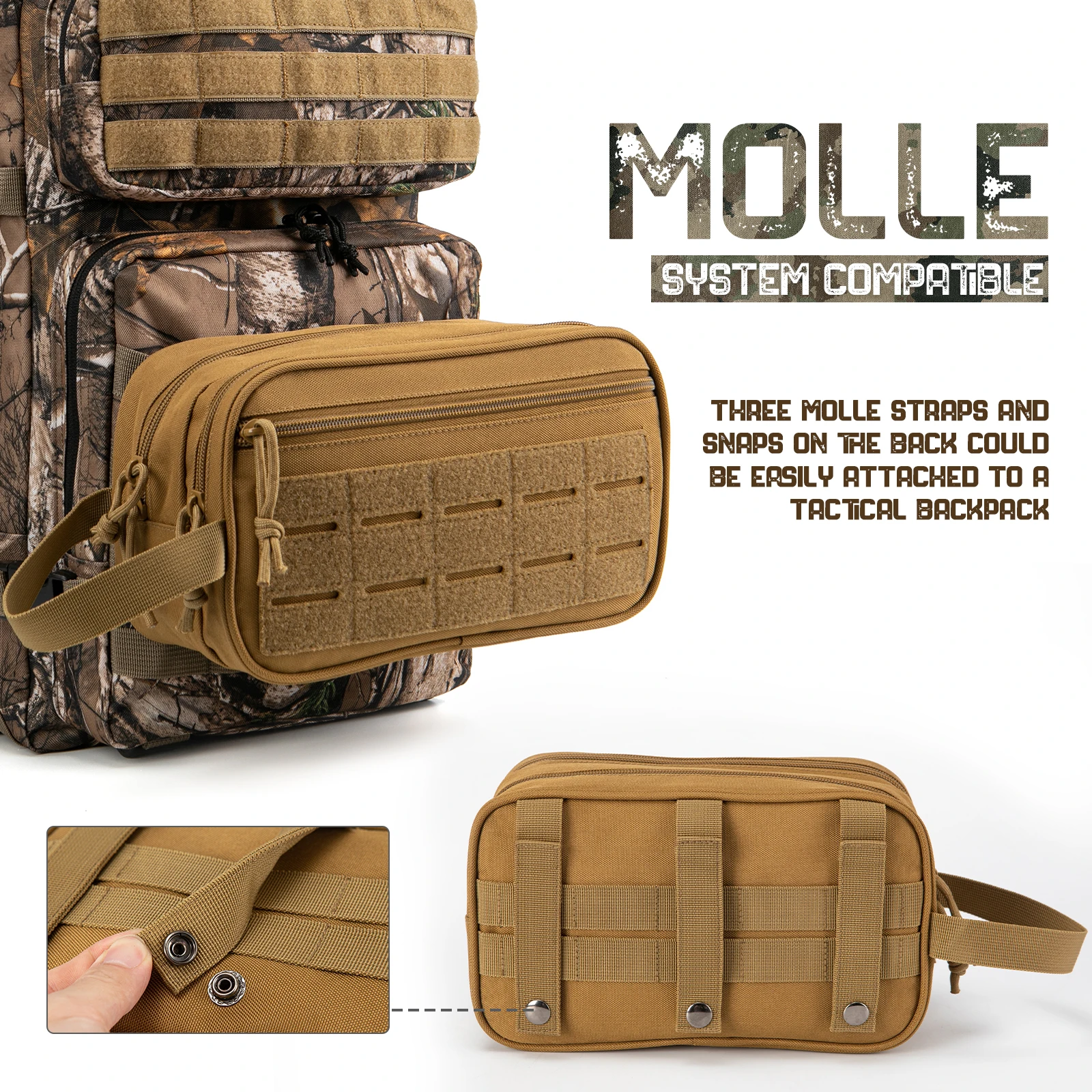 Neceser táctico para hombres/mujeres, bolsa de higiene, bolsas Molle herramientas, Kit Dopp colgante pequeño, afeitado hombres, ducha viaje - imagen 3