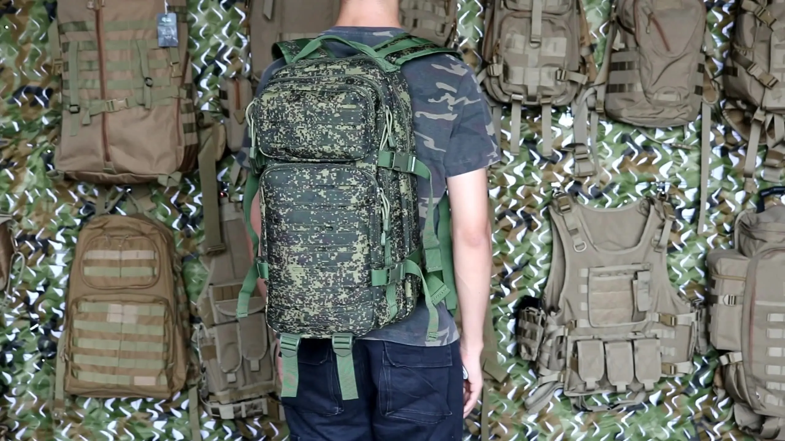 Bolsa de escalada al aire libre, mochila de viaje de gran capacidad, resistente al desgaste, aclara la carga, bolsa táctica de doble hombro de camuflaje - imagen 3