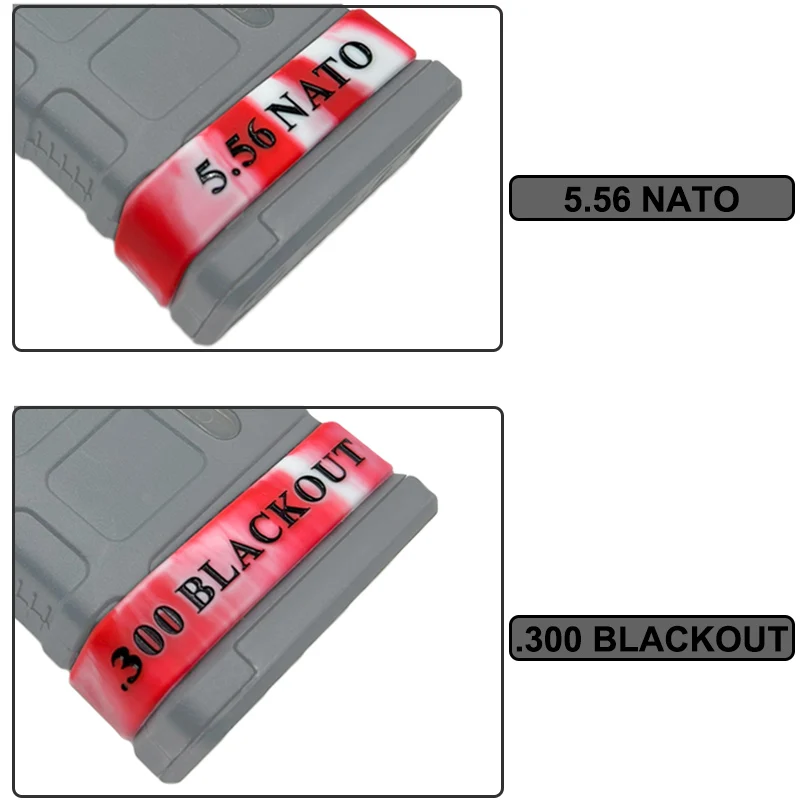 Banda de marcado de revistas para 300 Blackout 5,56 Nato, anillo de goma elástico Mag, varios colores, accesorios de caza para Rifle Airsoft, 6 uds. - imagen 5