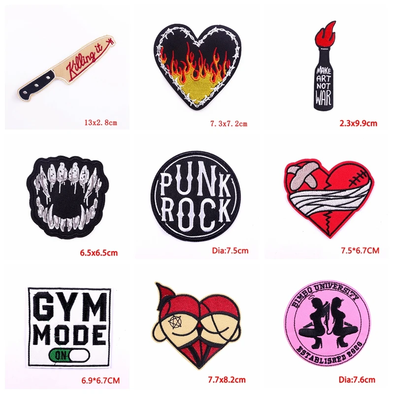 Parche bordado con letras de cinta Punk, parches para planchar para ropa, chaqueta, póker/rock, parche bordado para coser, pegatina para ropa, 10 Uds. - imagen 5