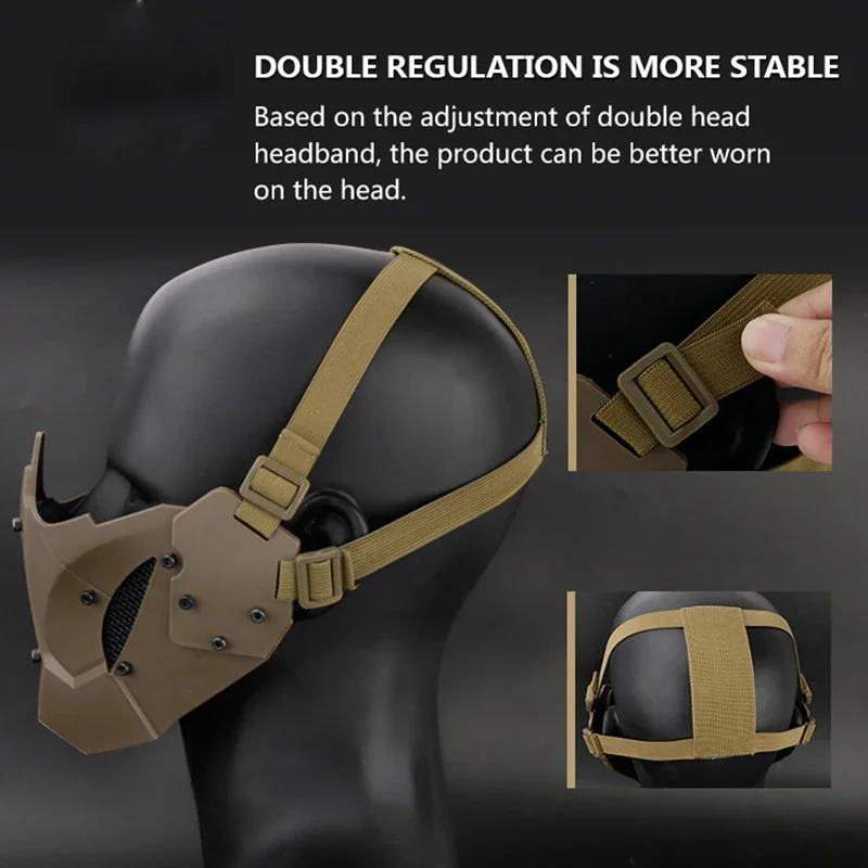 Máscara de caza de Paintball CS, máscara de media cara de combate táctico, máscara protectora de juego de guerra para casco rápido - imagen 4