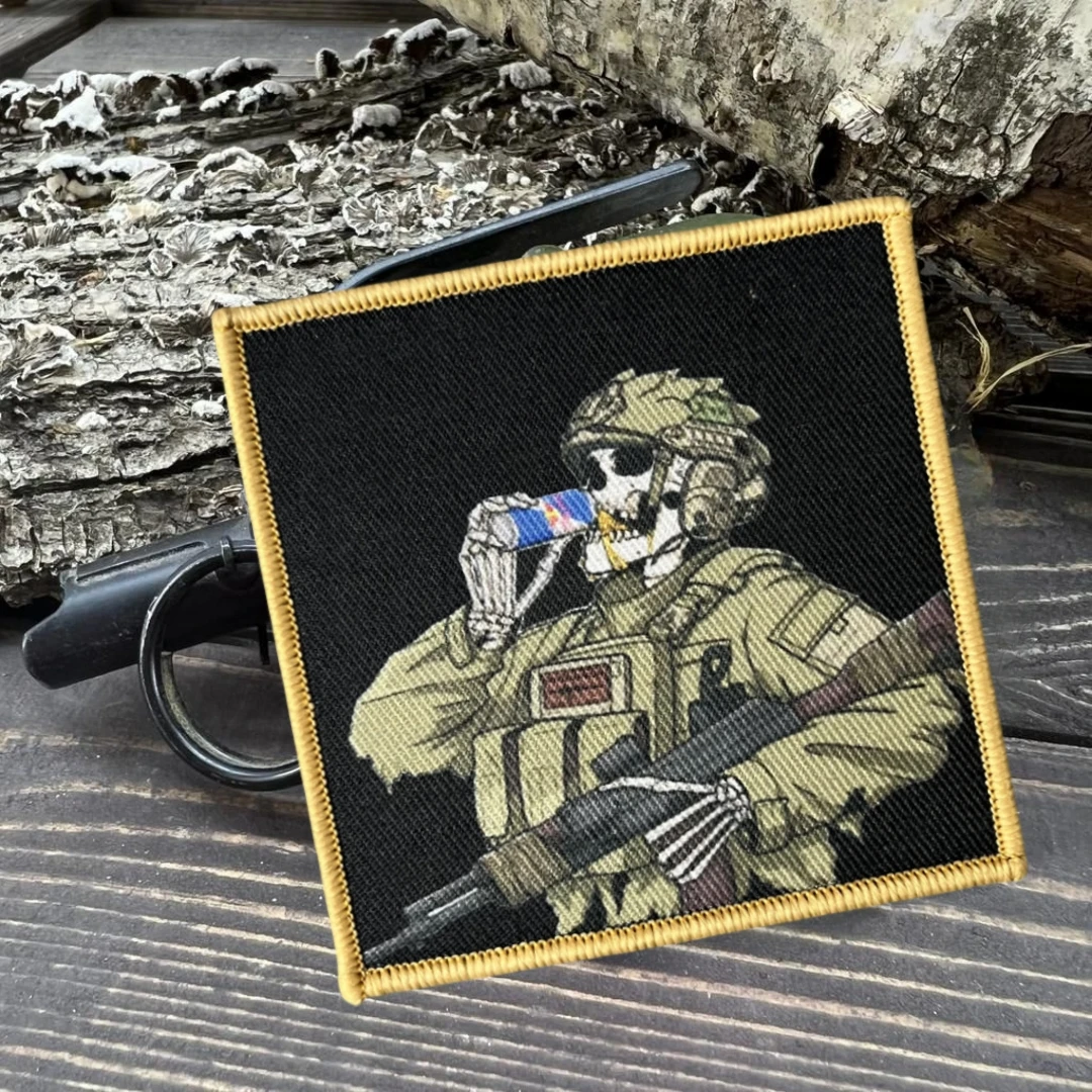 Parche de combustible de guerra, soldado esqueleto, insignia de moral táctica, mochila, pegatina de gancho y bucle para ropa - imagen 3
