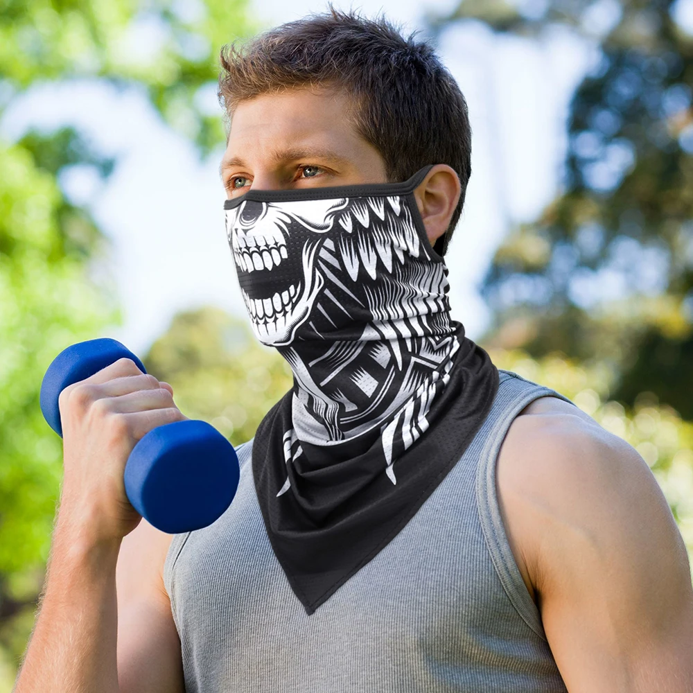 Bufanda triangular con calavera 3D para hombre y mujer, pañuelo para colgar en la oreja para ciclismo, senderismo, caza, pesca, deportes, máscara facial para bicicleta, polaina para el cuello - imagen 3