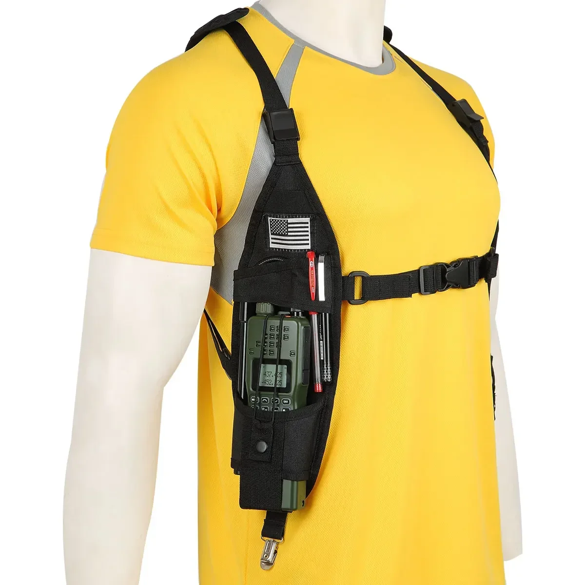 ABBREE PT-11 PLUS Walkie Talkie bolsa táctica funcional bolsa de pecho doble Radio bolsillos chaleco para Baofeng UV-21 AR-152 BF-888S - imagen 3