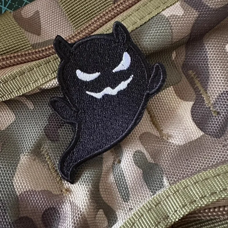 Insignia de moral de gato fantasma divertida, parches de emblema bordados, accesorios de ropa, reflectantes, infrarrojos, militar, gancho y bucle - imagen 3
