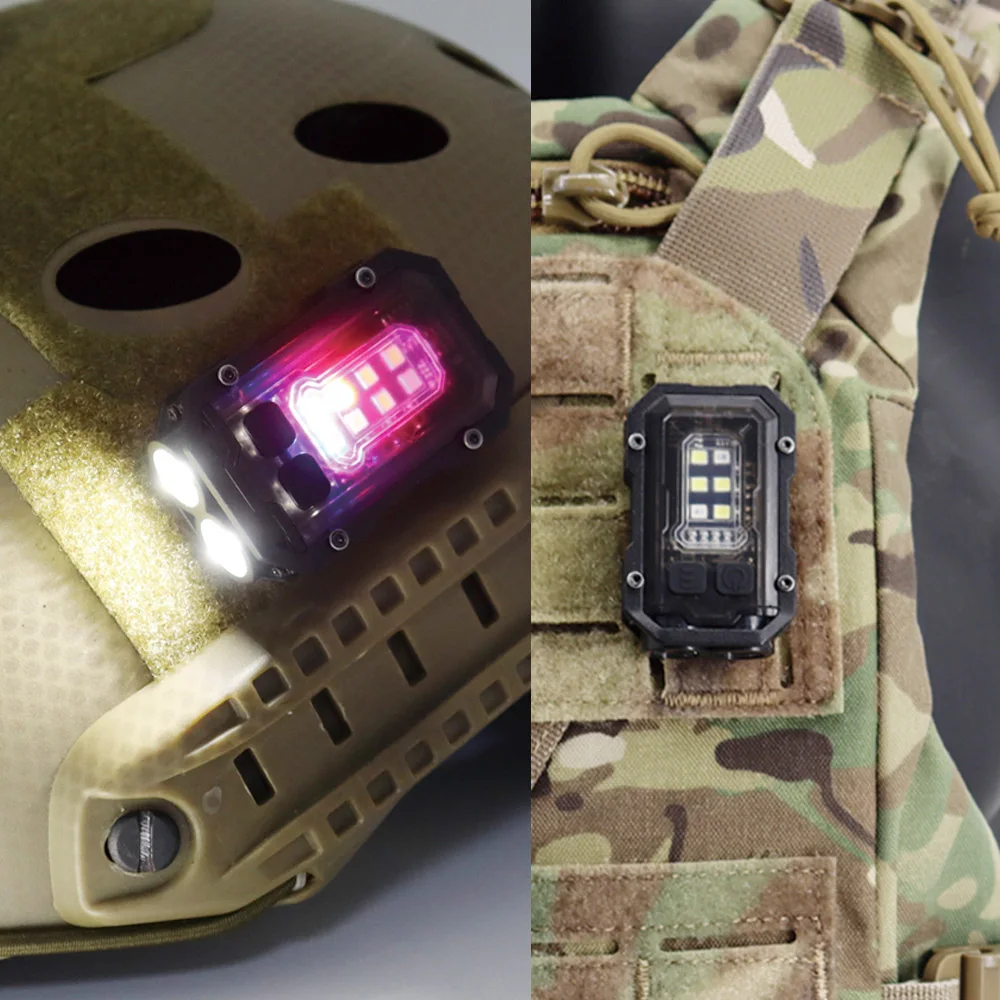 Casco táctico para exteriores con carga USB, luz intermitente de seguridad, luz de señal de supervivencia, lámpara impermeable para caza, senderismo y ciclismo